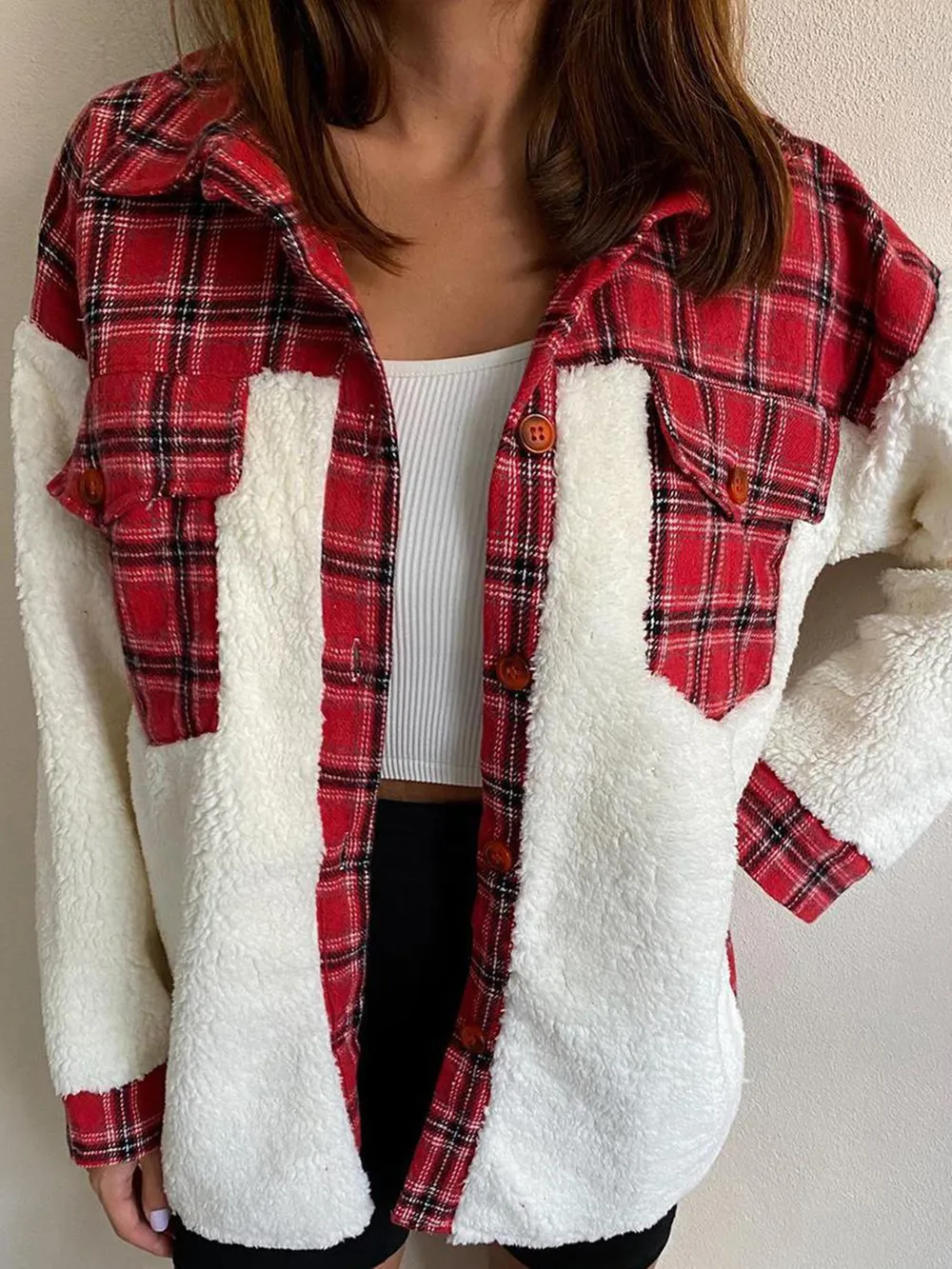 Fuzzy Button Up Long Sleeve Jacket, image 17