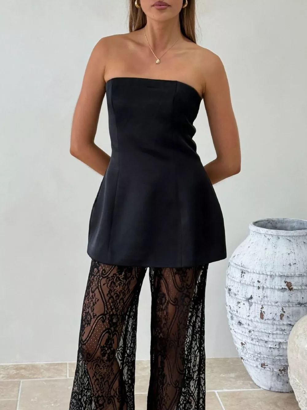 Tube Top and Lace Pants Set, image 5