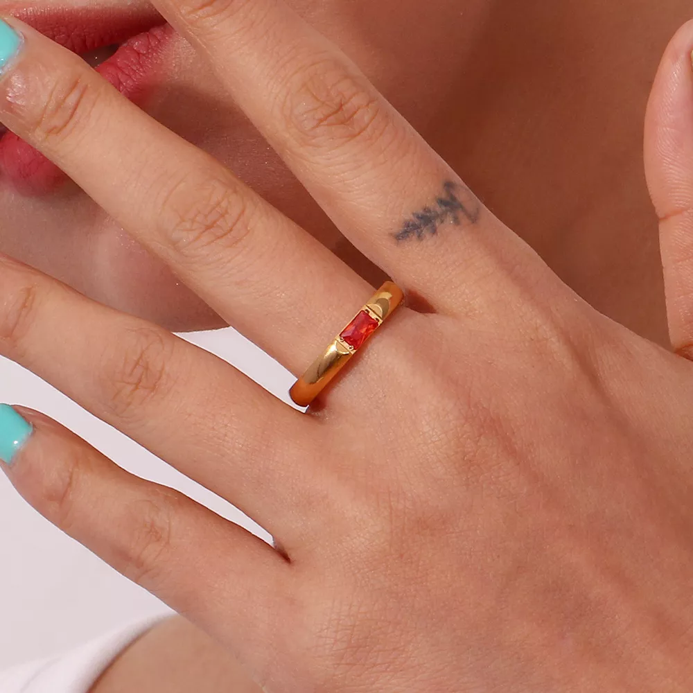18K Gold-Plated Zircon Ring, image 2