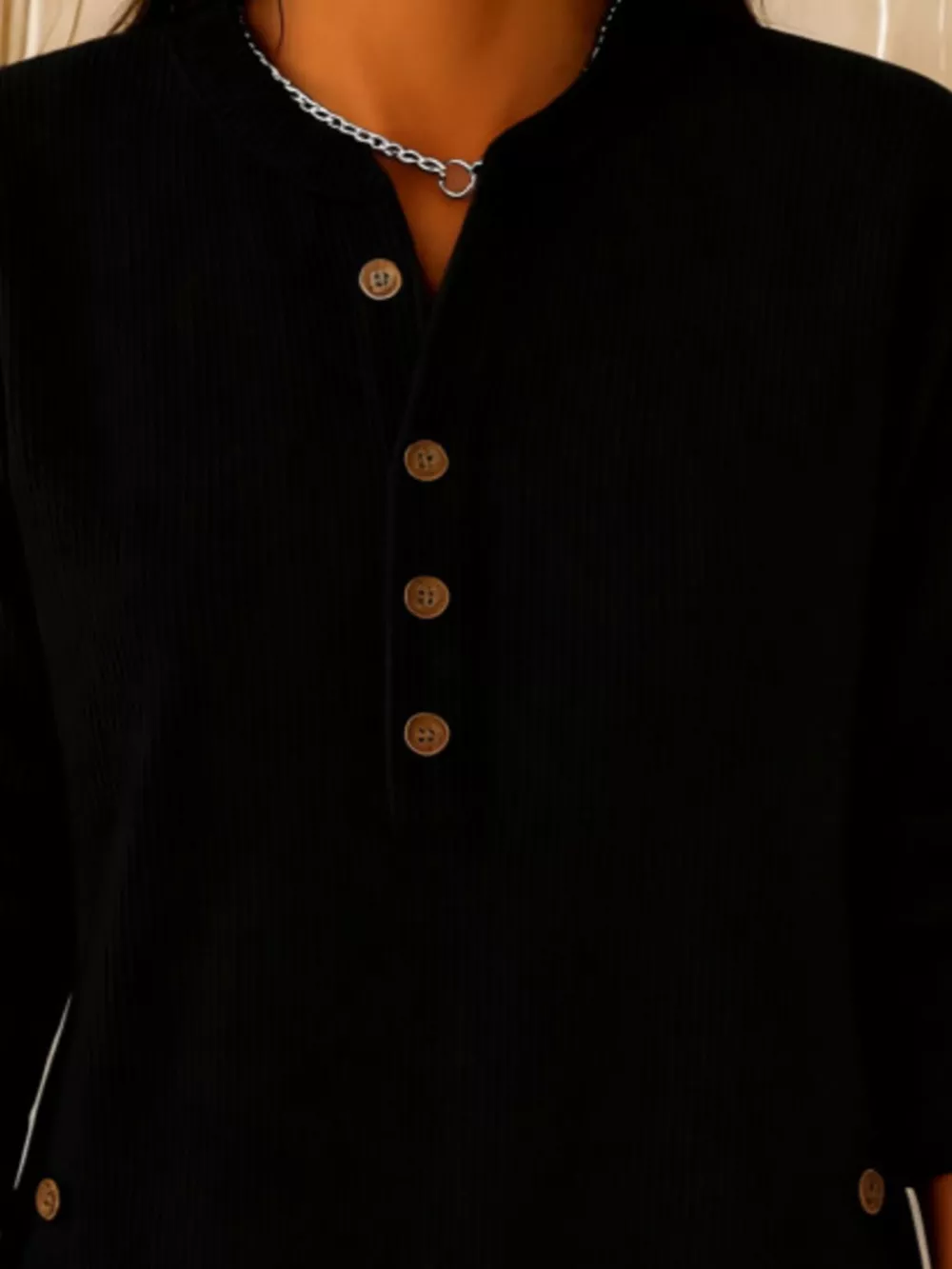 Full Size Button Detail Corduroy Top Plus Size, image 11