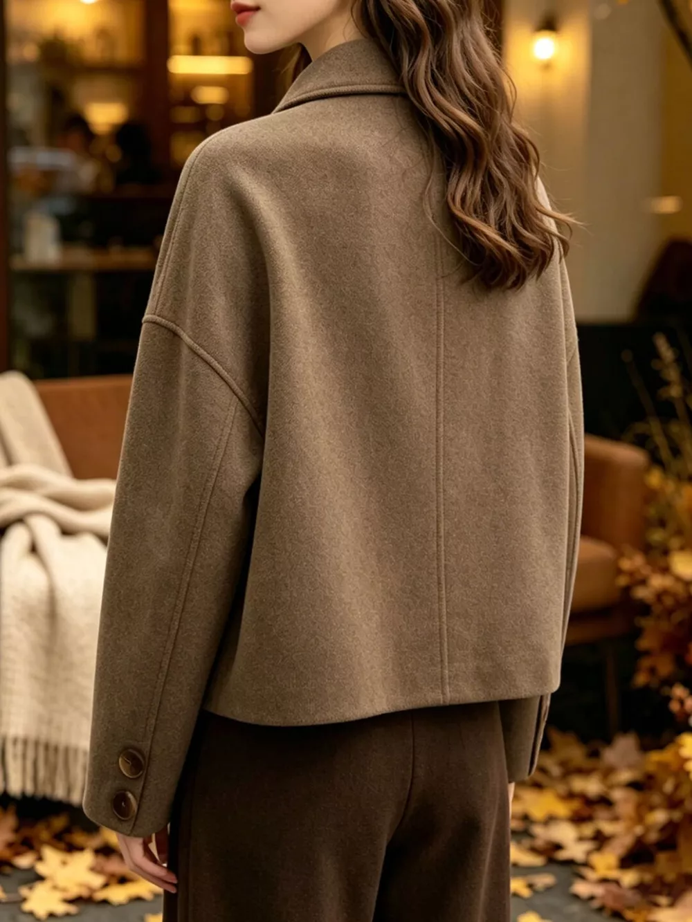 Button Up Dropped Shoulder Cropped Outerwear, image 6