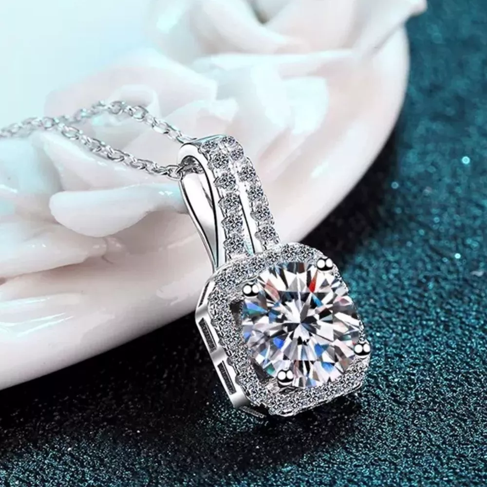 5 Carat Moissanite 925 Sterling Silver Pendant Necklace, image 2