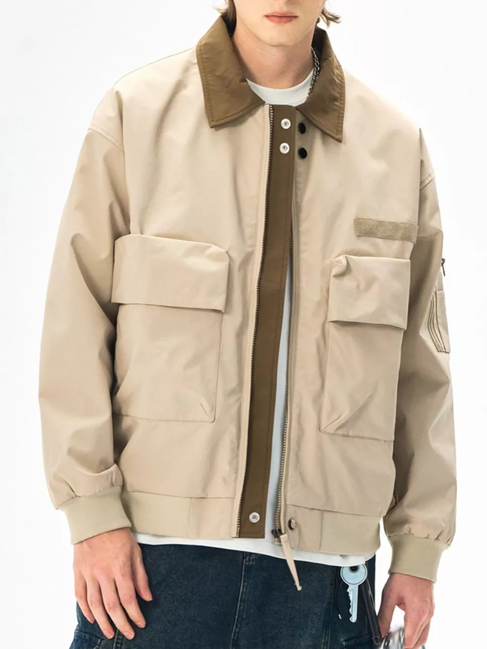 Men's Plus Size Zip Up Casual Bomber Jacket, image 11