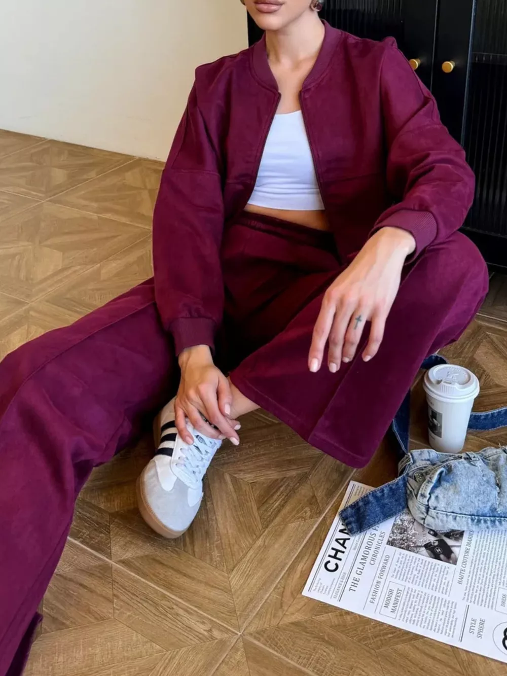 Zip Up Sweatshirt and Wide-Leg Pants Set, image 17
