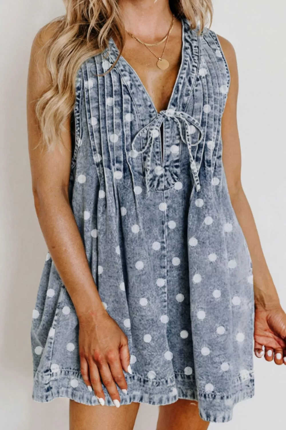 Vintage Polka Dot Denim Romper