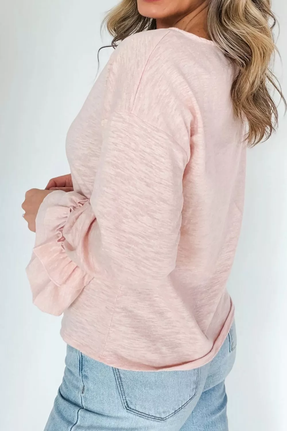 Long Sleeve Ruffle Cuff Casual Elegant Top, image 3