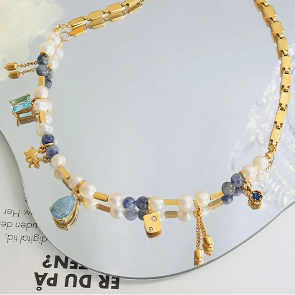 18K Gold-Plated Beaded Charm Necklace, image 2