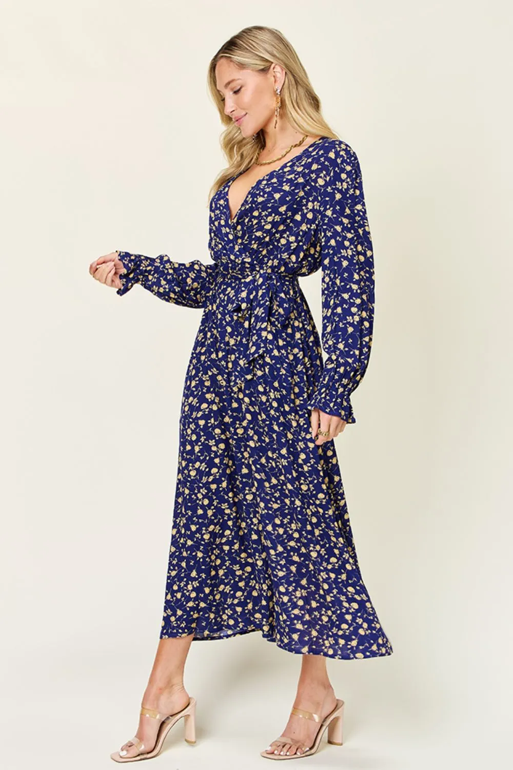 Full Size Tie Back Flounce Sleeve Dress, image 3
