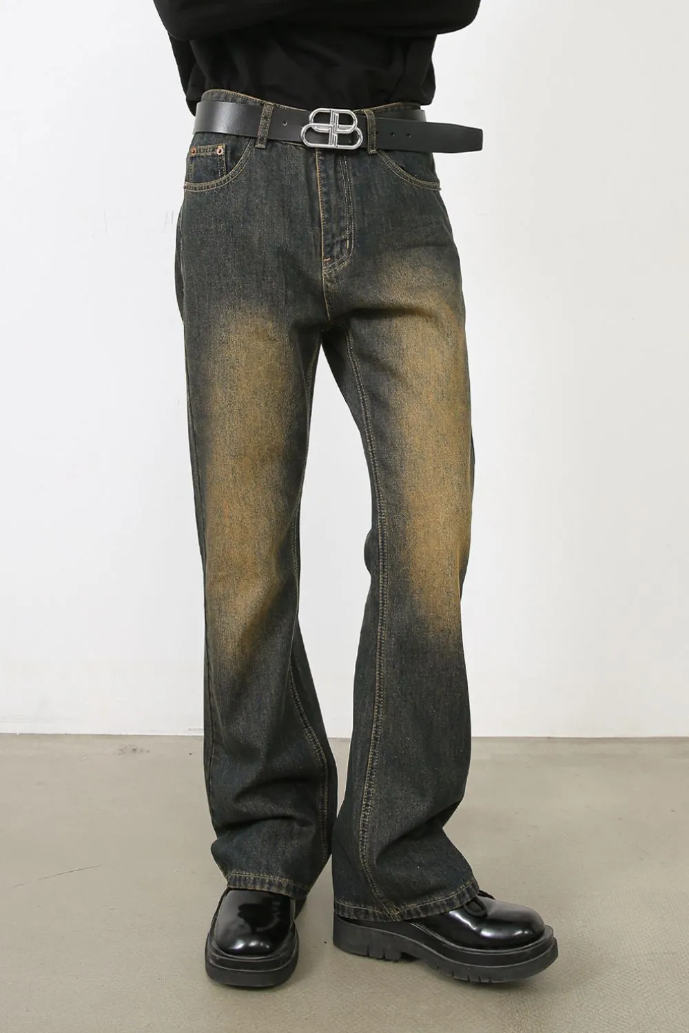 Men's Washed Bootcut Jeans, image 3