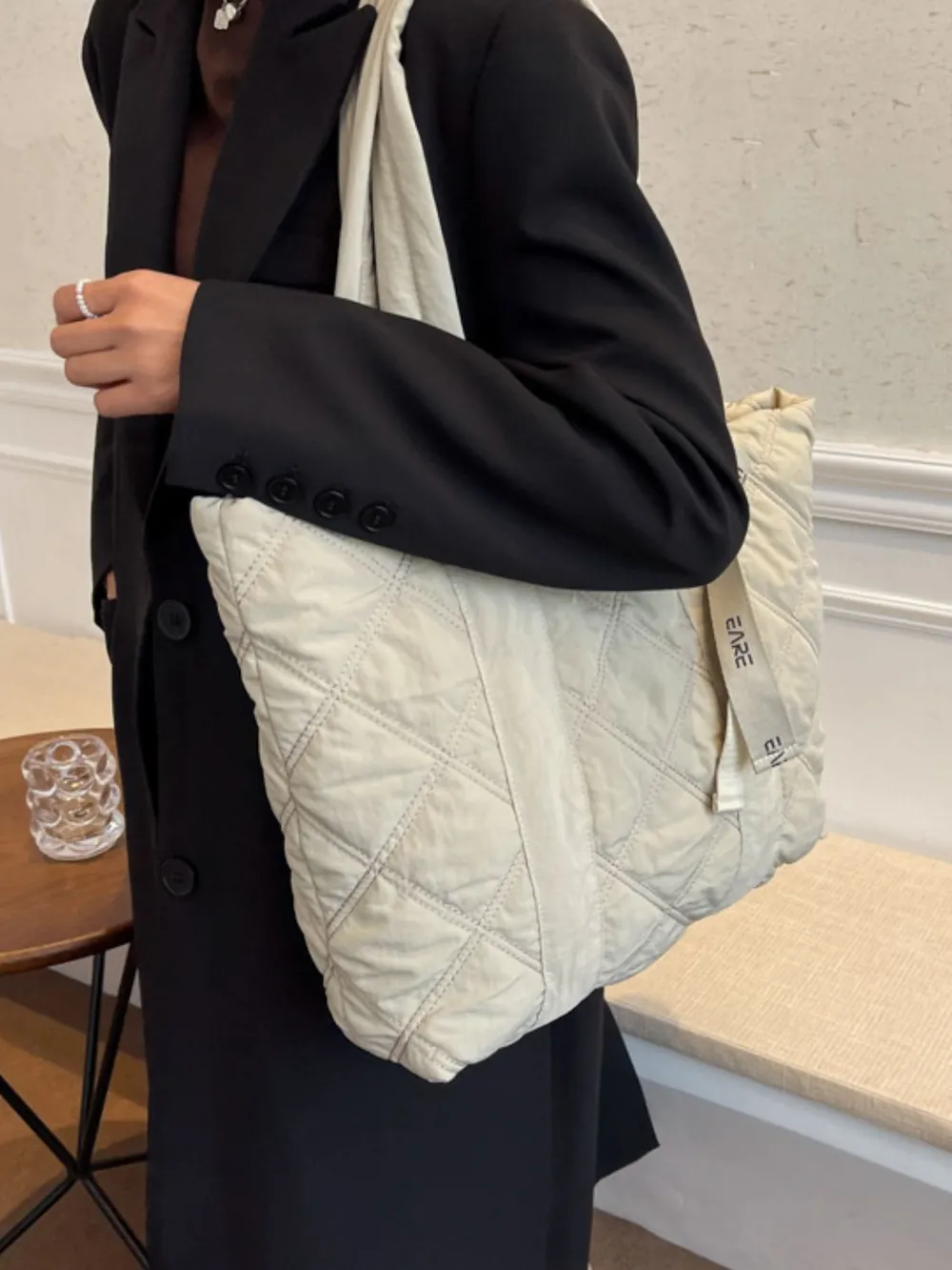 Quilted Nylon Large Tote Bag, image 13