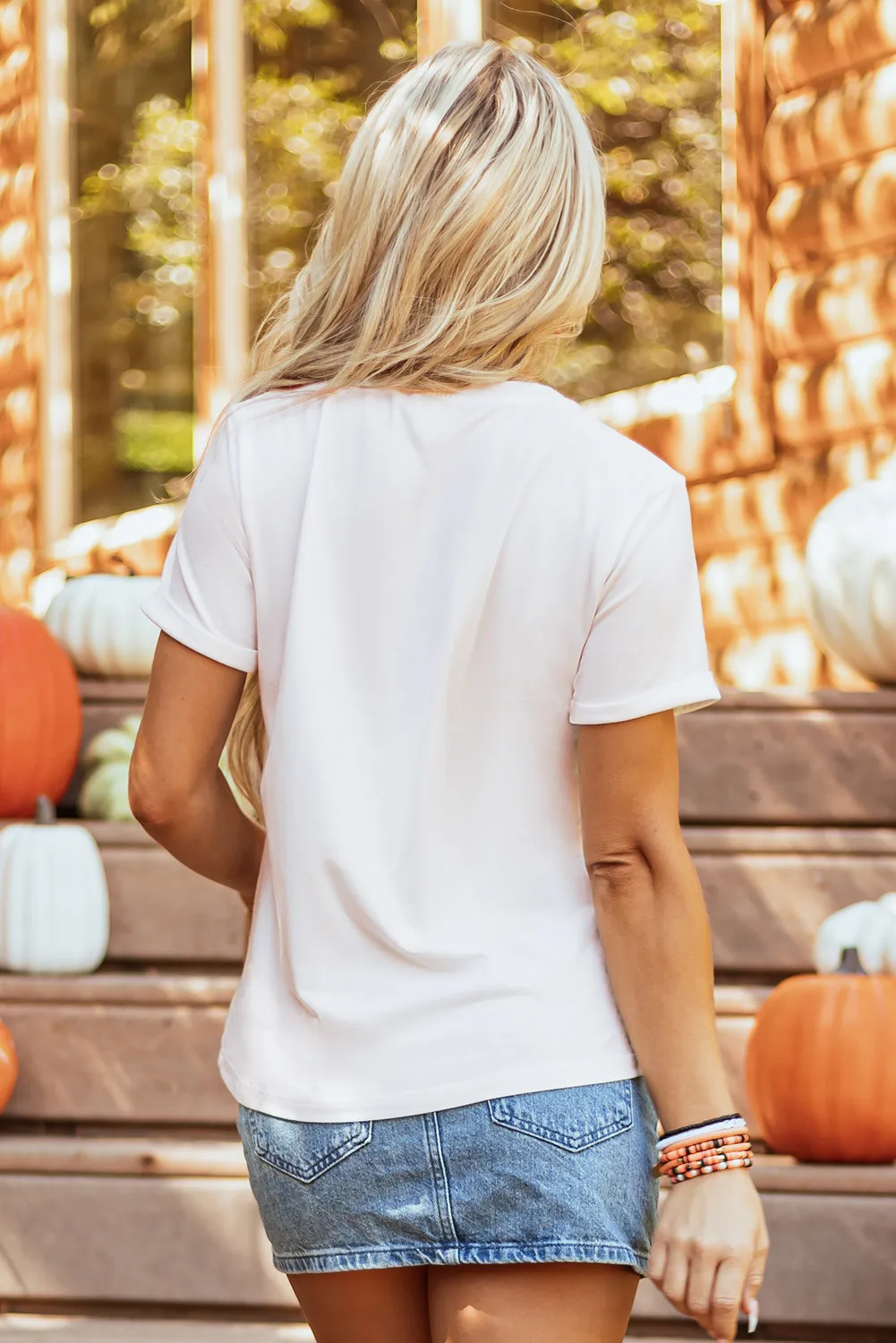 Pumpkin Round Neck Short Sleeve T-Shirt, image 4