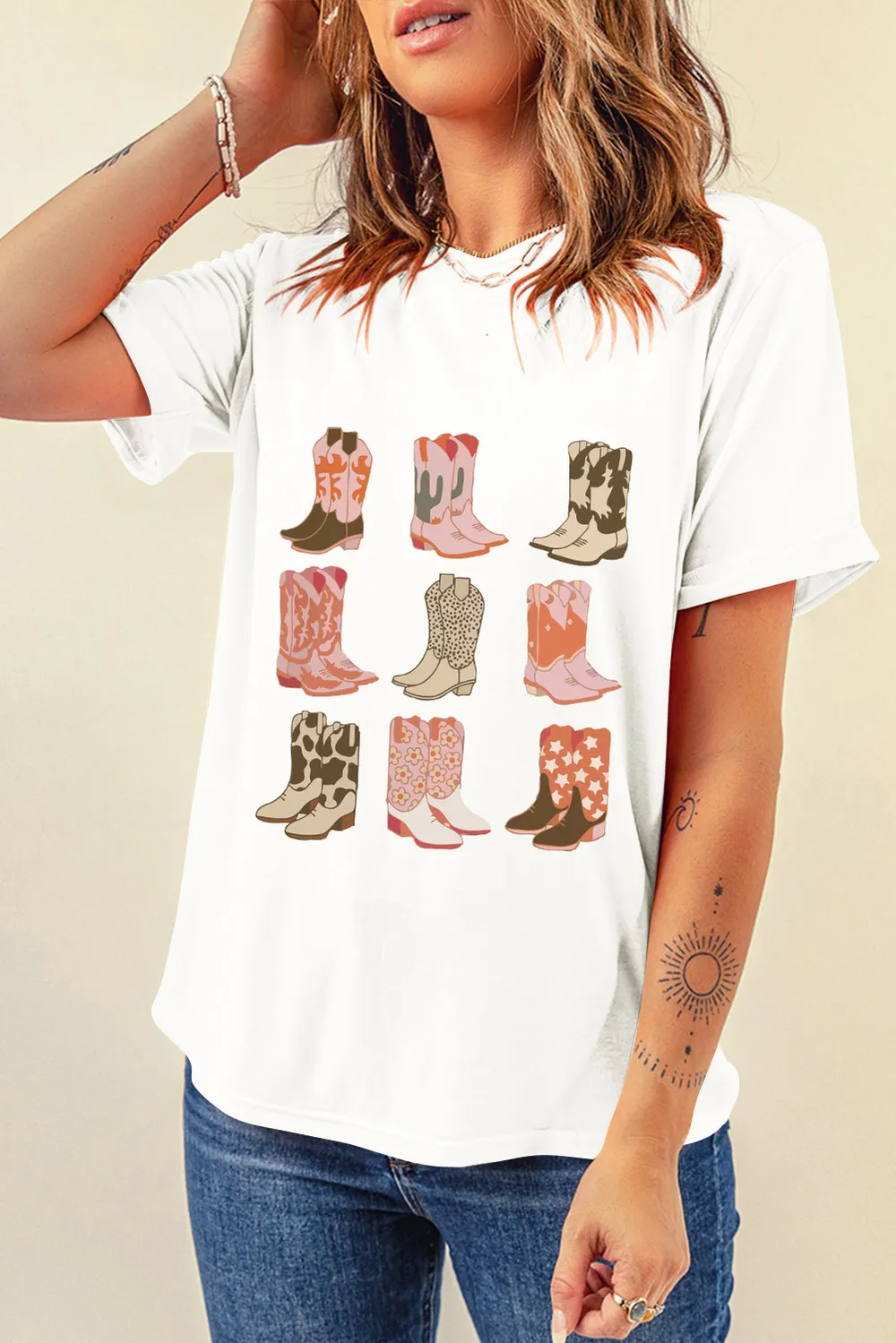 Boot Graphic Round Neck Short Sleeve T-Shirt, image 3