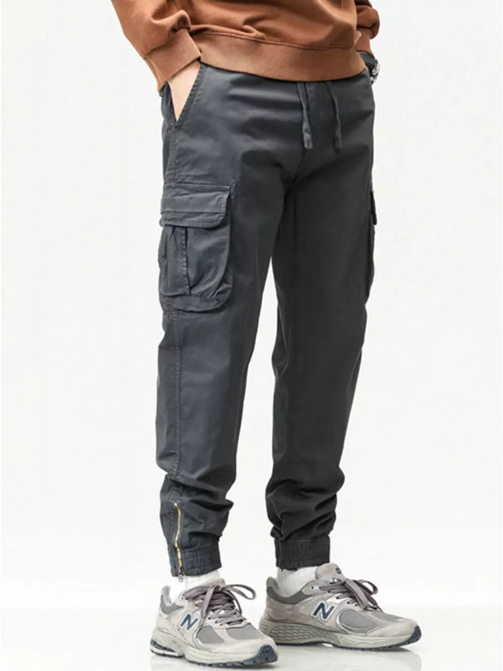 Men's Full Size Casual Cargo Pants with Drawstring Waist Plus Size, image 10