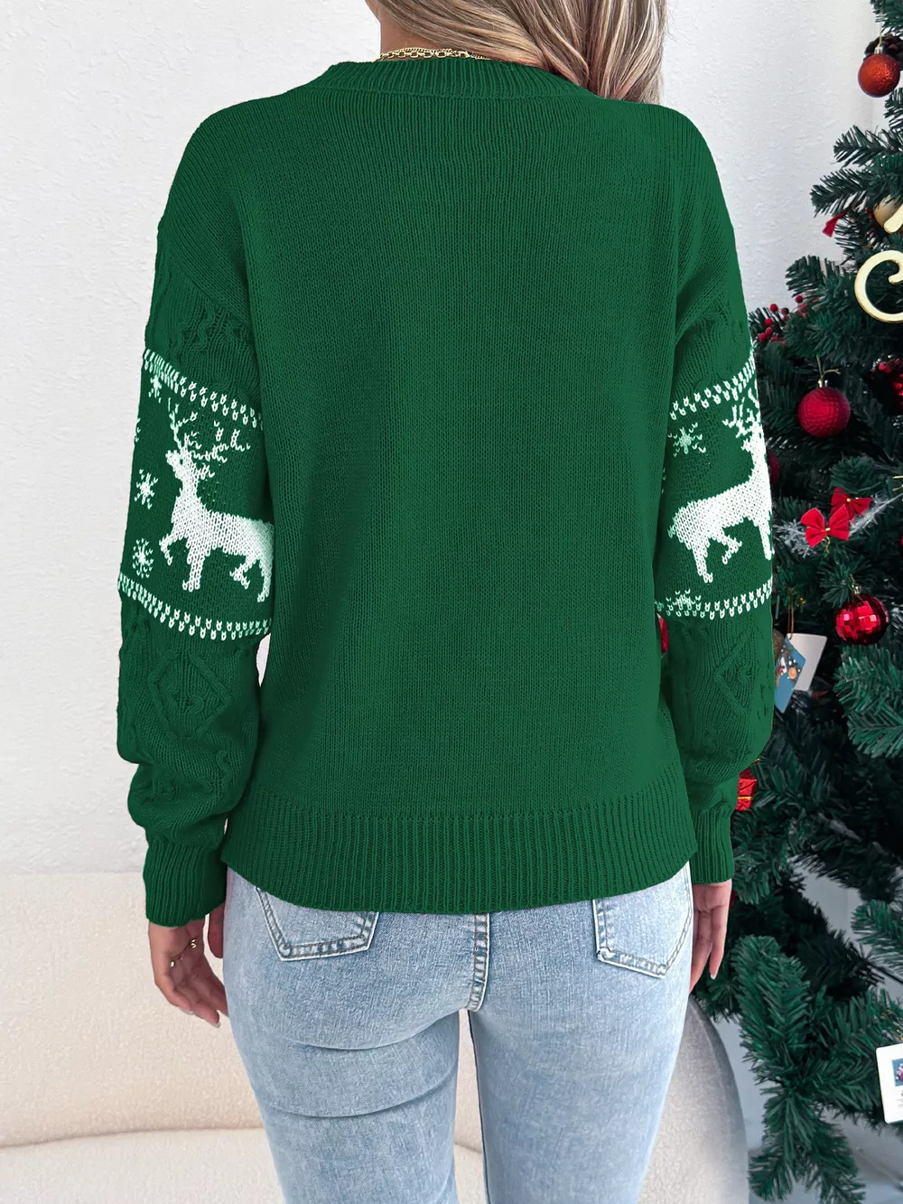 Christmas Reindeer Round Neck Sweater, image 8