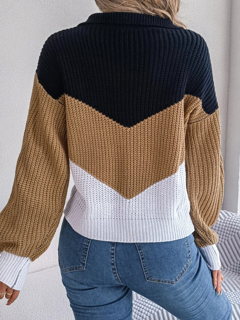 Color Block Dropped Shoulder Sweater, image 3