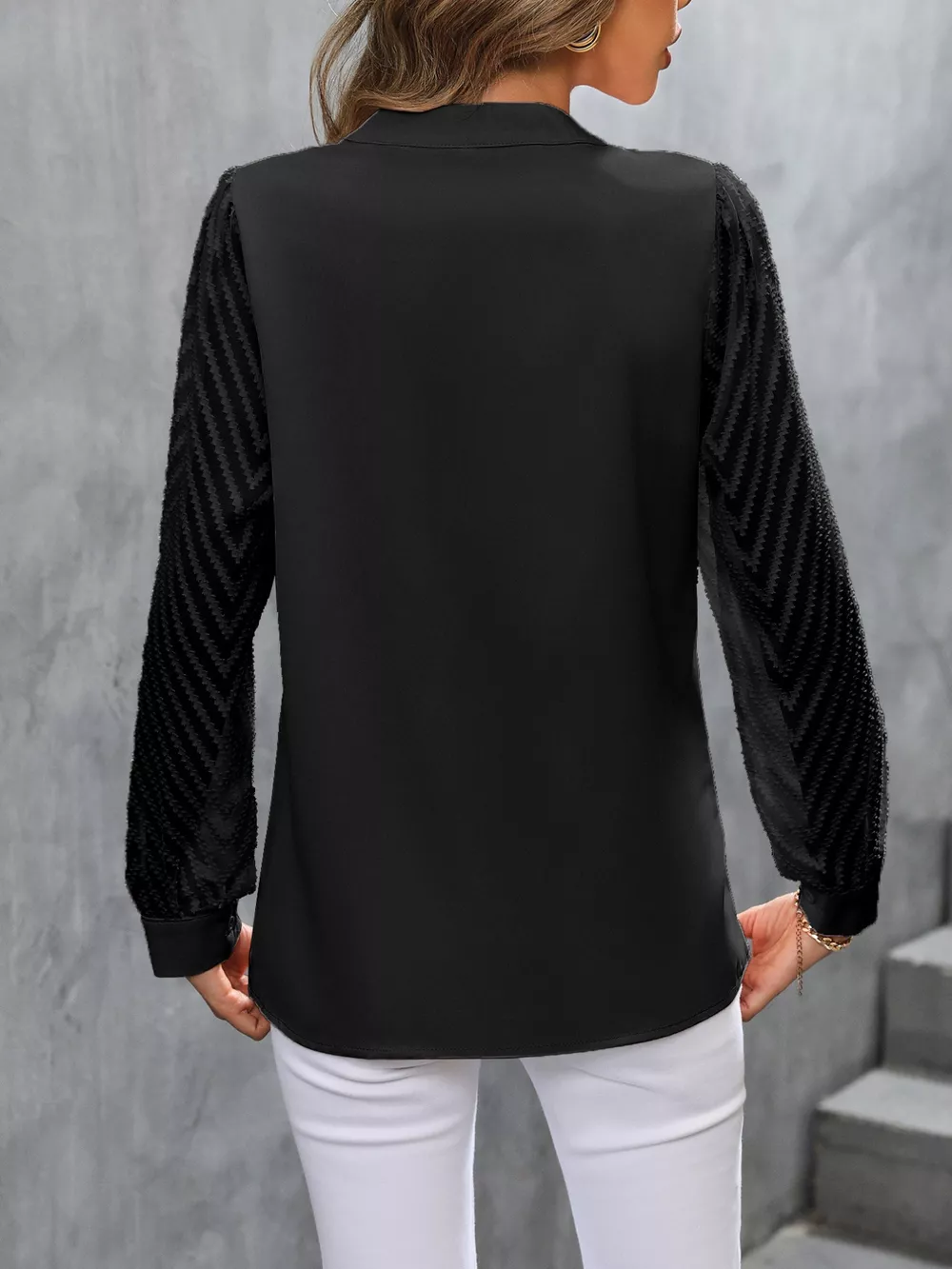 Sheer Sleeve V-Neck Blouse, image 13