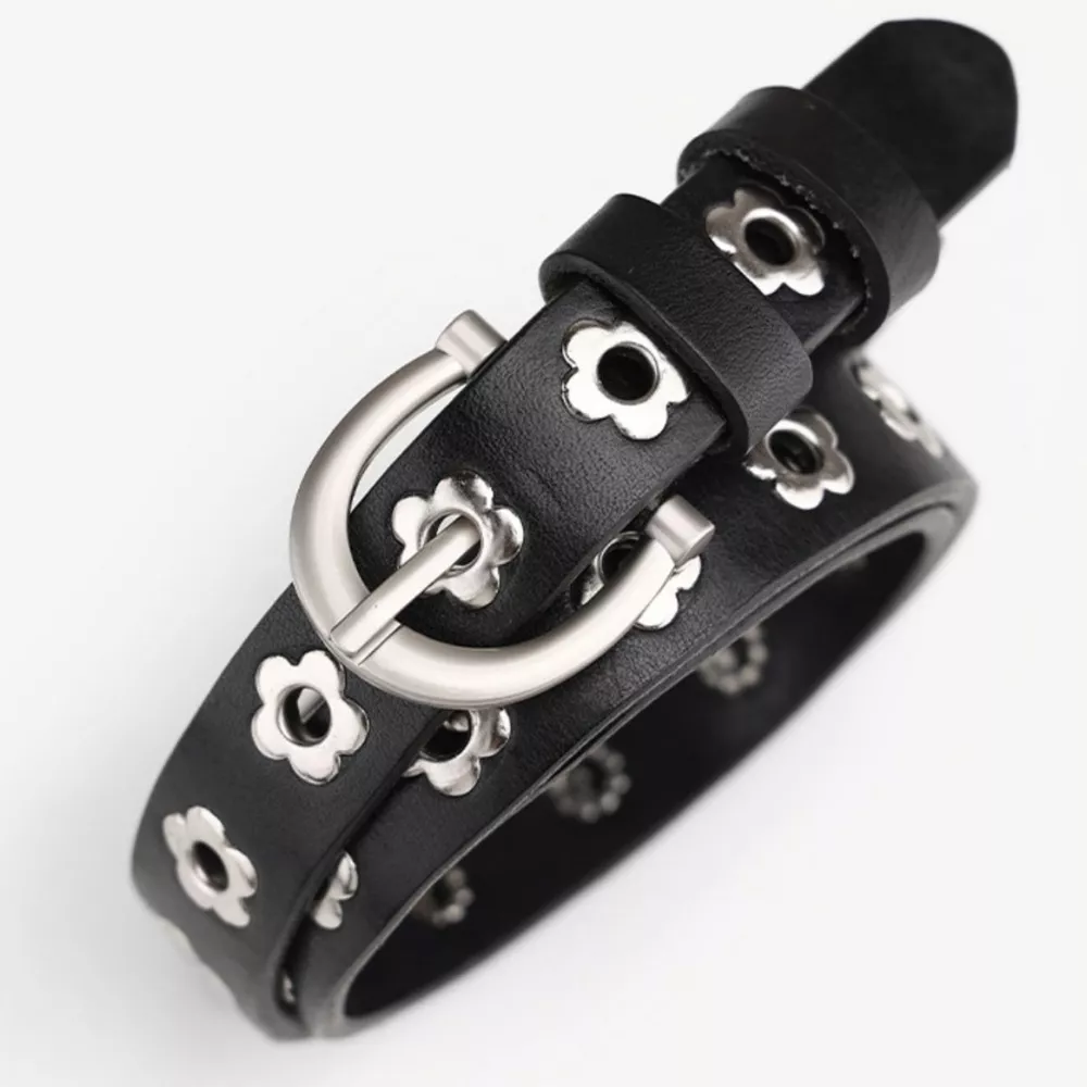 Flower Cutout Leather Belt, image 2