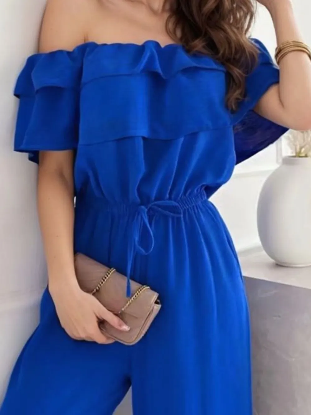 Ruffled Off-Shoulder Wide Leg Jumpsuit, image 6