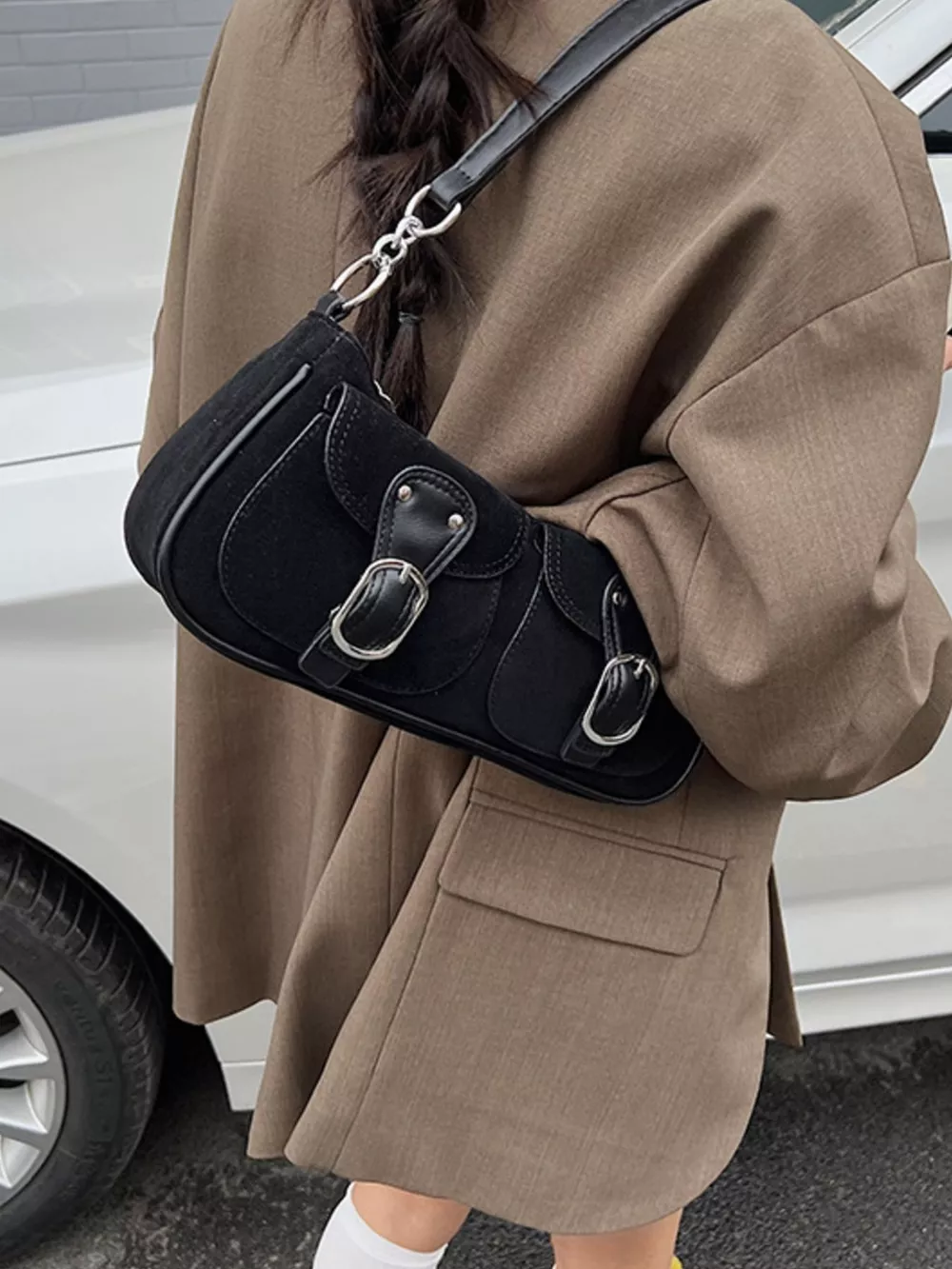 Buckle Decor Shoulder Bag, image 4