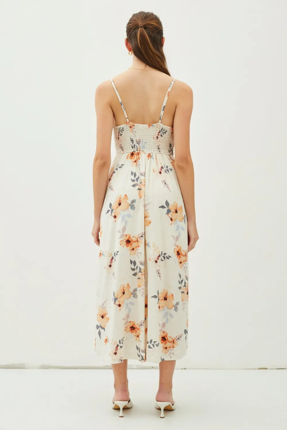 Floral Button Down Cami Midi Dress, image 4