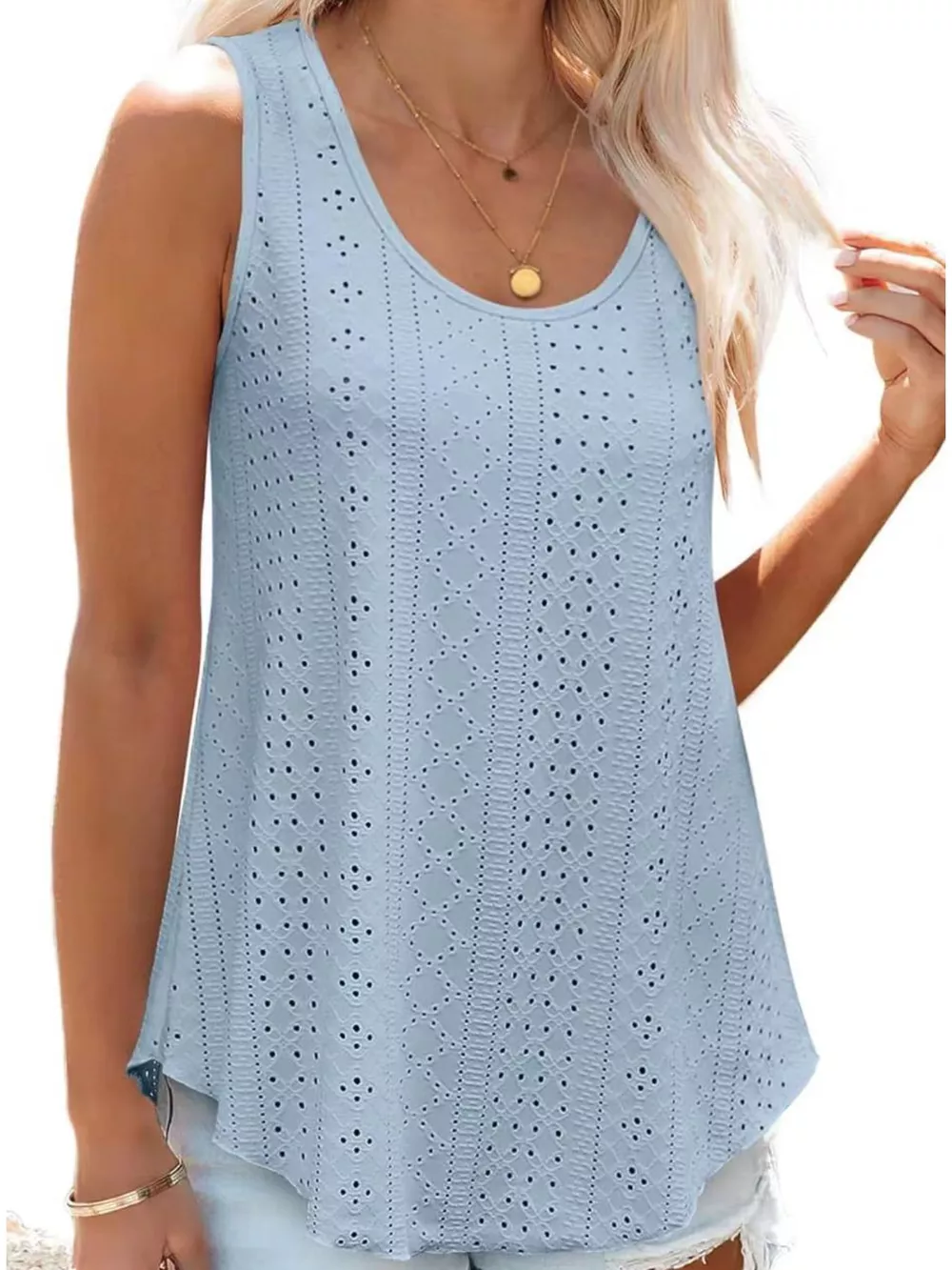 Eyelet Scoop Neck Tank, image 29