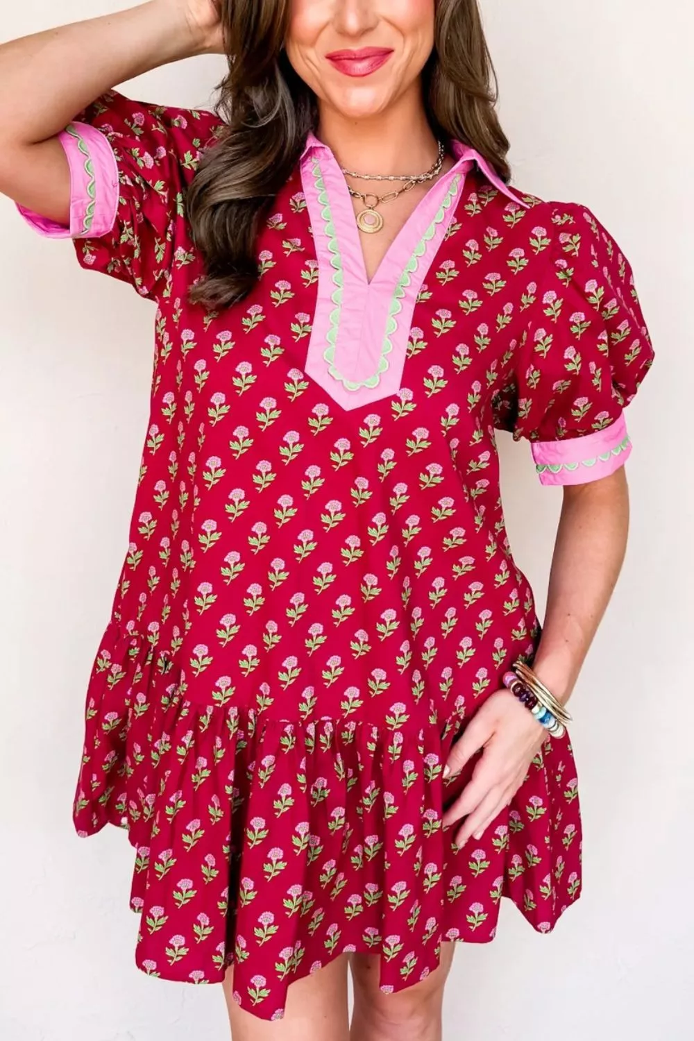 Floral Print Ruffle Hem Mini Dress, image 5