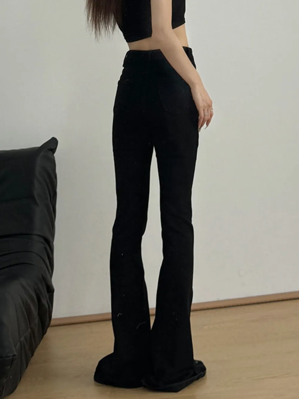 High-Waisted Slit Flare Jeans, image 5