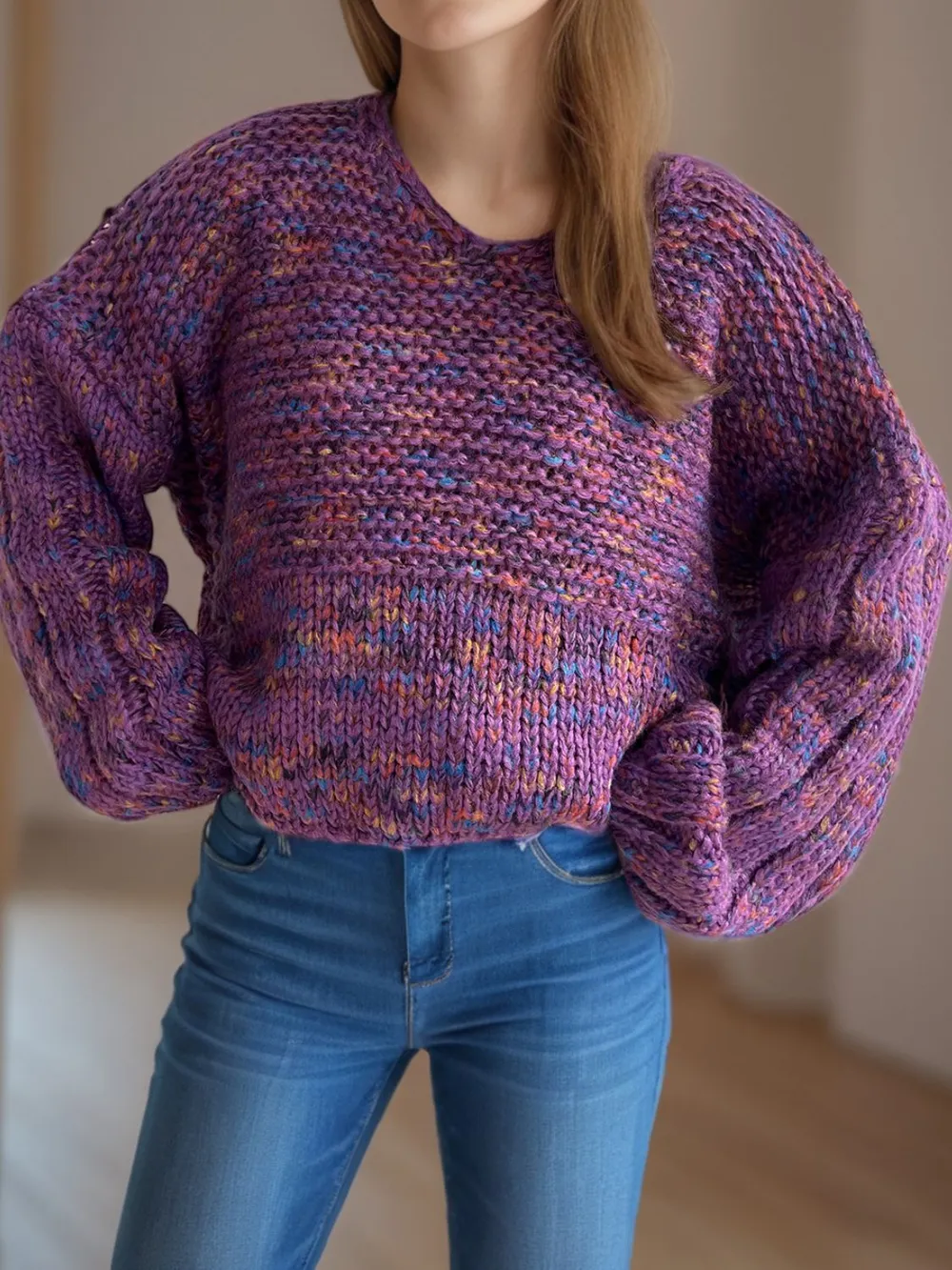 Dropped Shoulder Long Sleeve Sweater, image 7