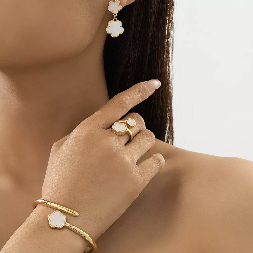 18K Gold-Plated Flower Jewelry Set