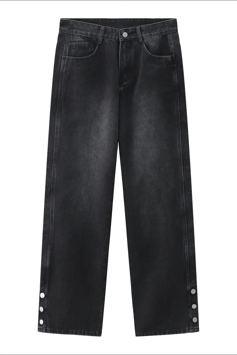 Side Slit Baggy Jeans with Pockets, image 6