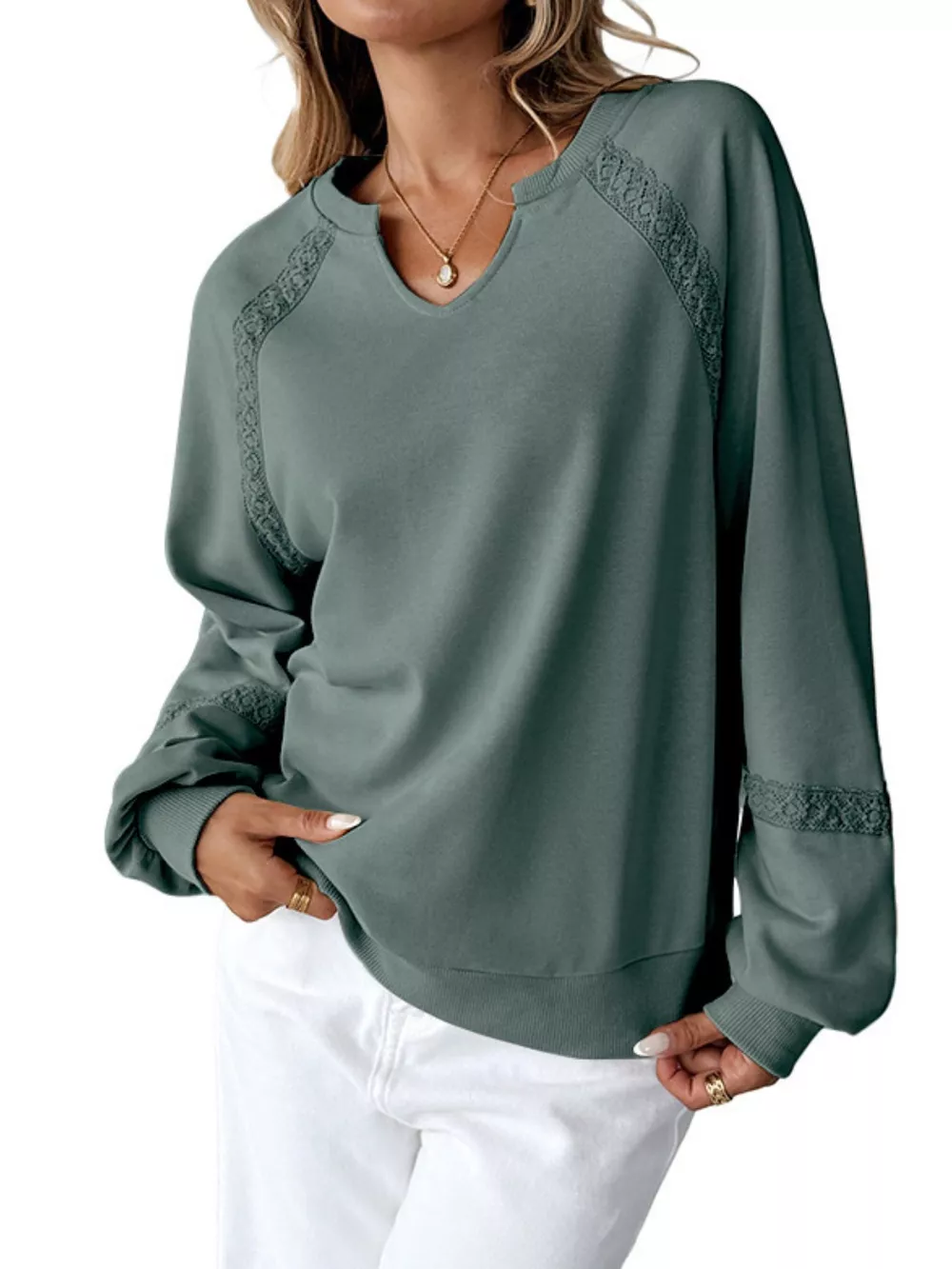 Notched Raglan Sleeve Sweatshirt, image 27