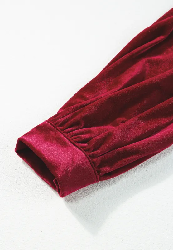Ruffle Hem Slit V-Neck Long Sleeve Dress, image 12
