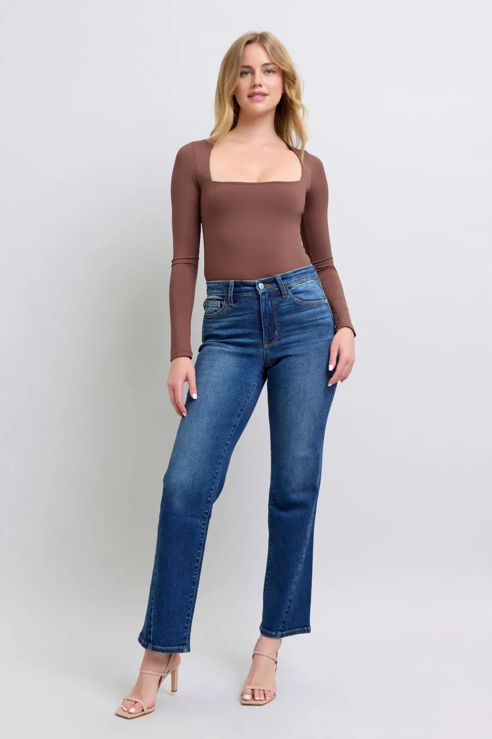 Full Size Side Seam Detail Straight Jeans with Pockets, image 5
