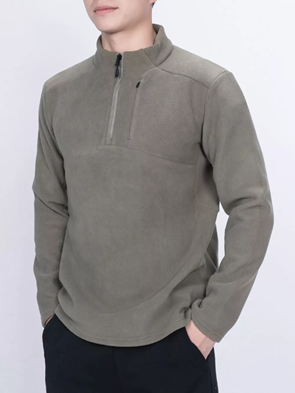 Men's Plus Size Quarter-Zip Fleece Sweatshirt, image 2