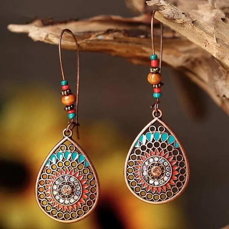 Alloy Oil Drip Beaded Teardrop Earrings, image 3