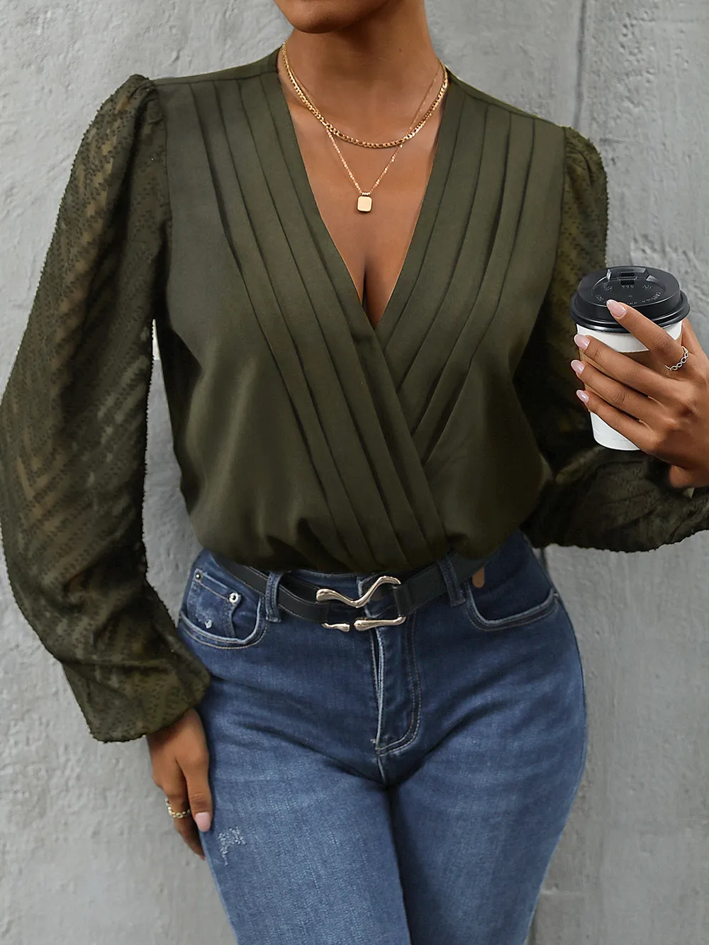 Ruched Surplice Long Sleeve Bodysuit, image 16