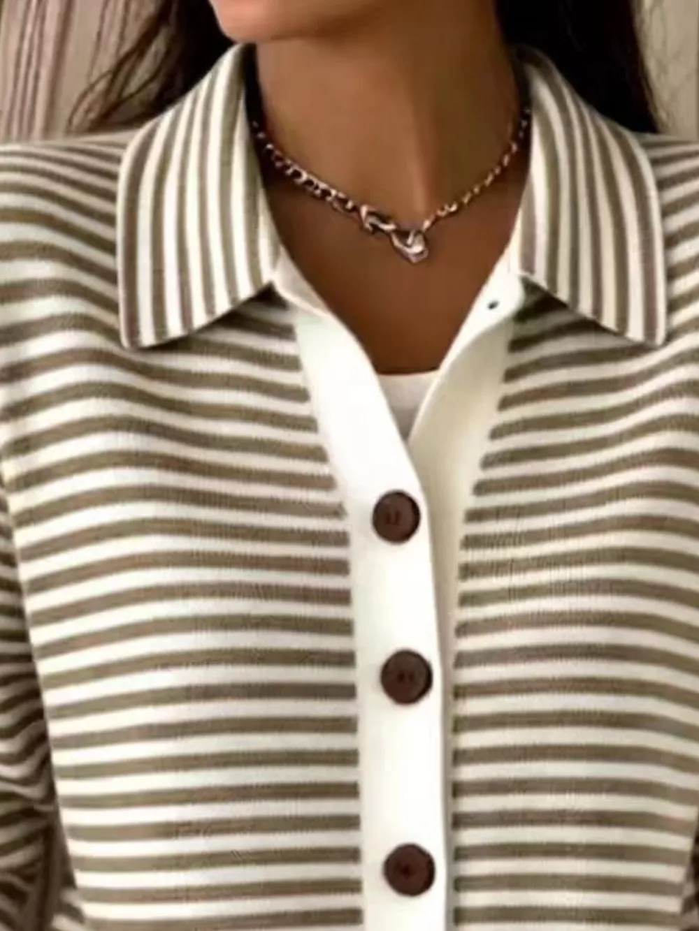 Full Size Striped Button-Down Knit Cardigan Plus Size, image 9