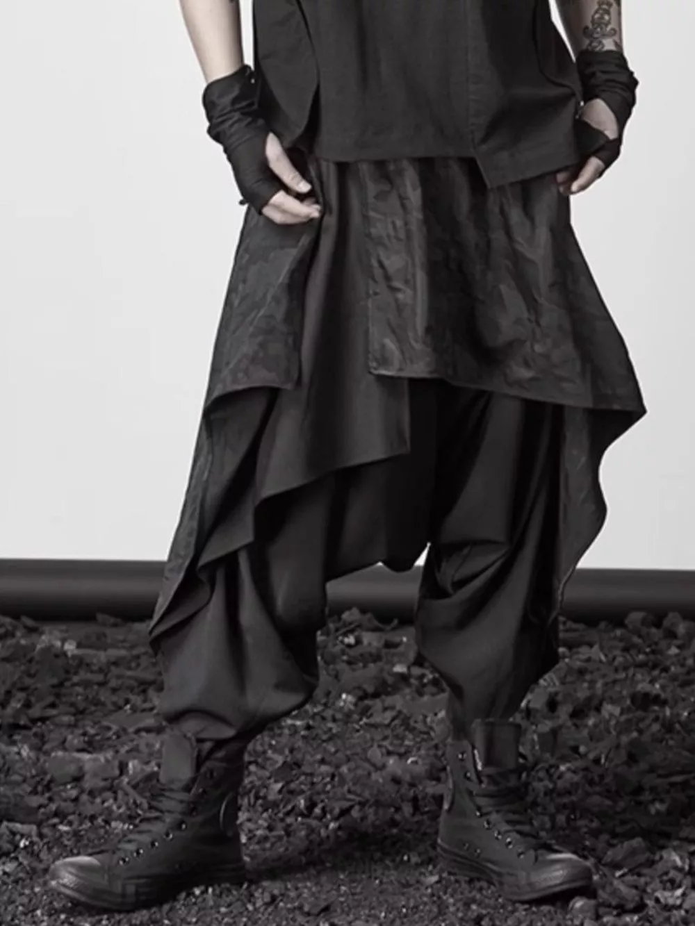 Men's Plus Size Asymmetrical Layered Harem Pants