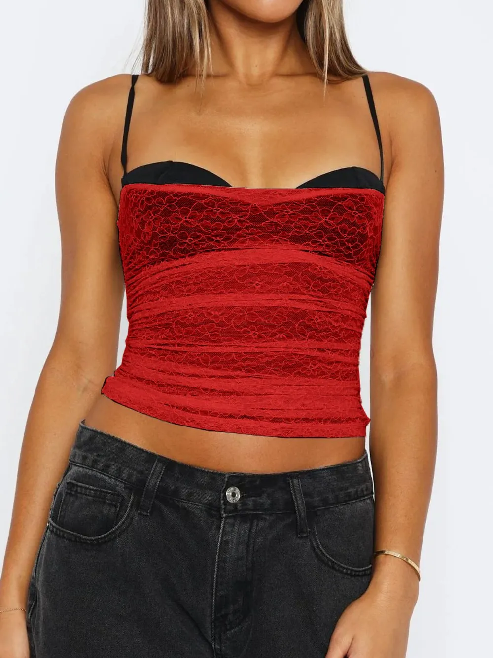 Lace Sweetheart Neck Cami, image 3