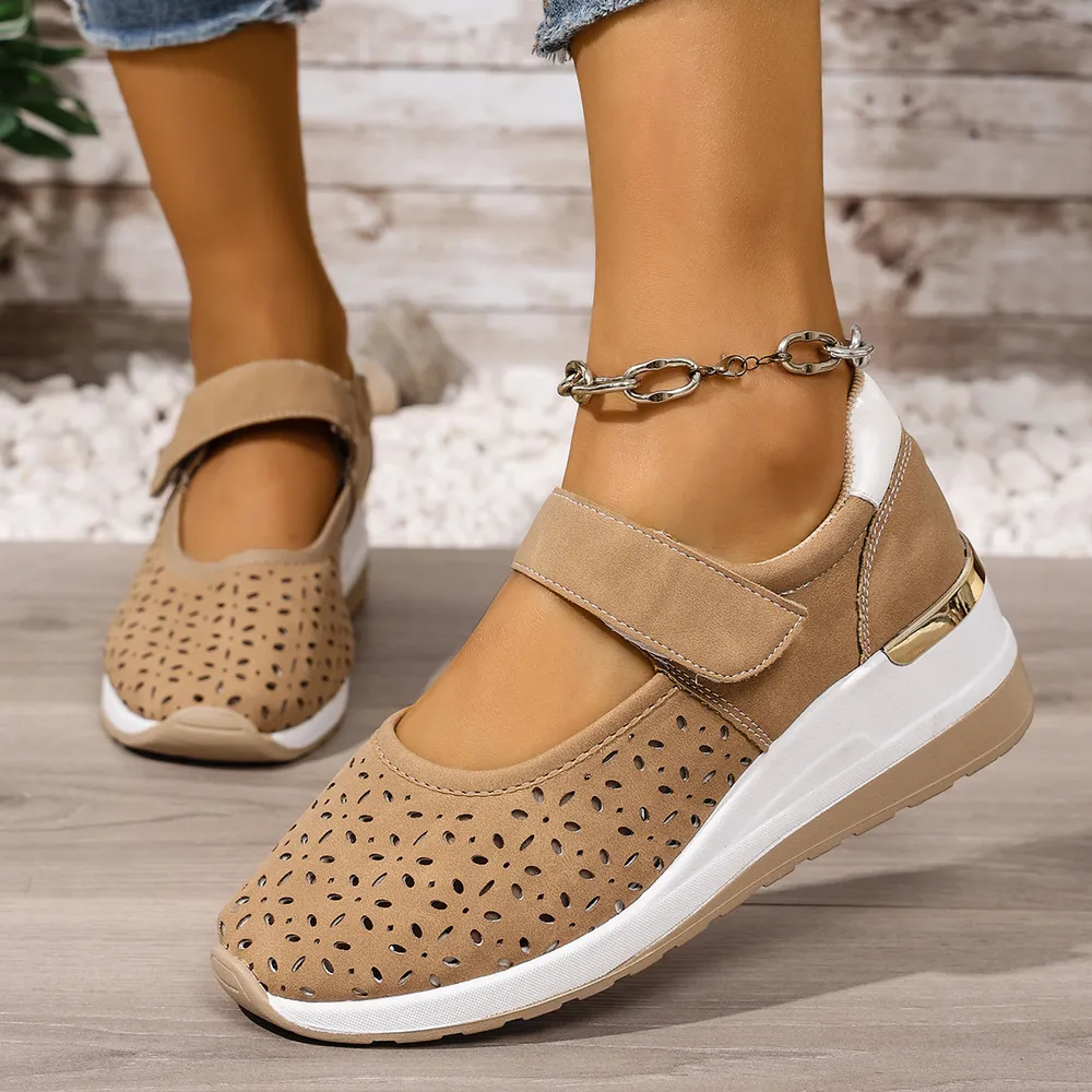 Breathable Cutout Wedge Loafers, image 5