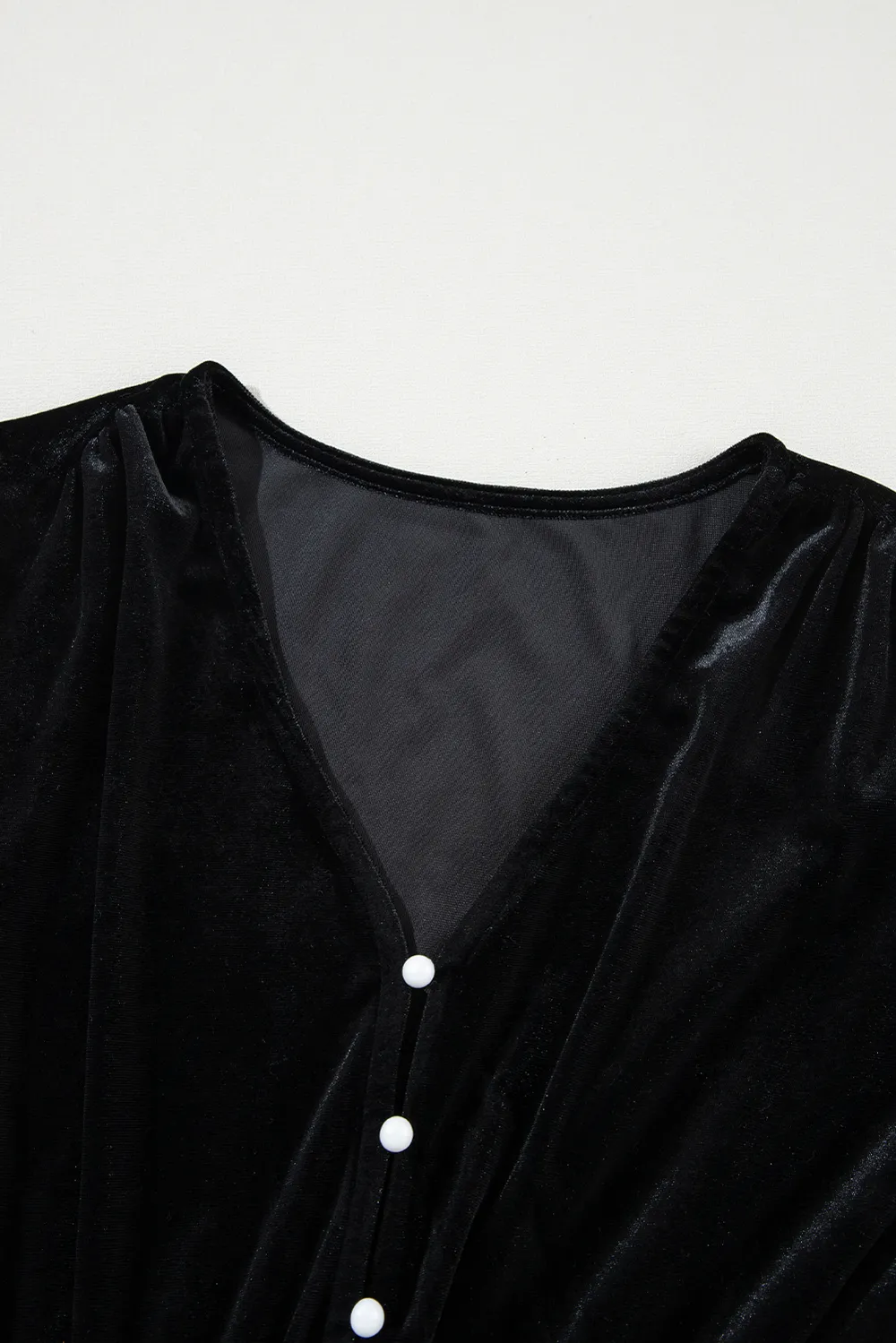 Ruffle Hem Slit V-Neck Long Sleeve Dress, image 13