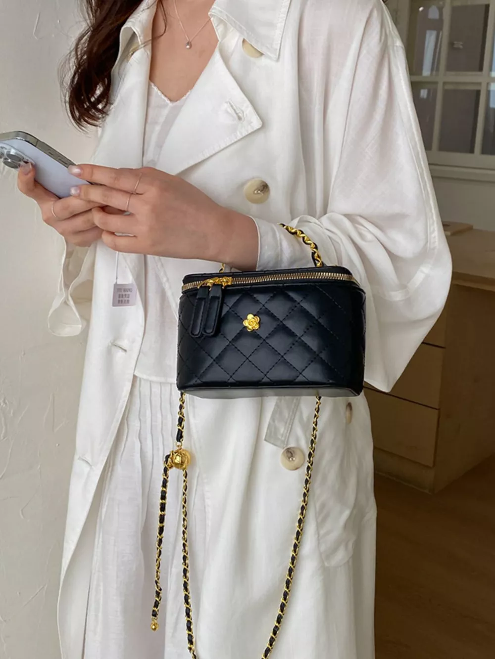 Quilted Chain Crossbody Bag, image 3