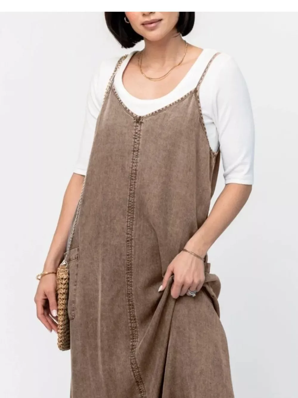 Casual Washed Denim Cami Maxi Dress, image 15