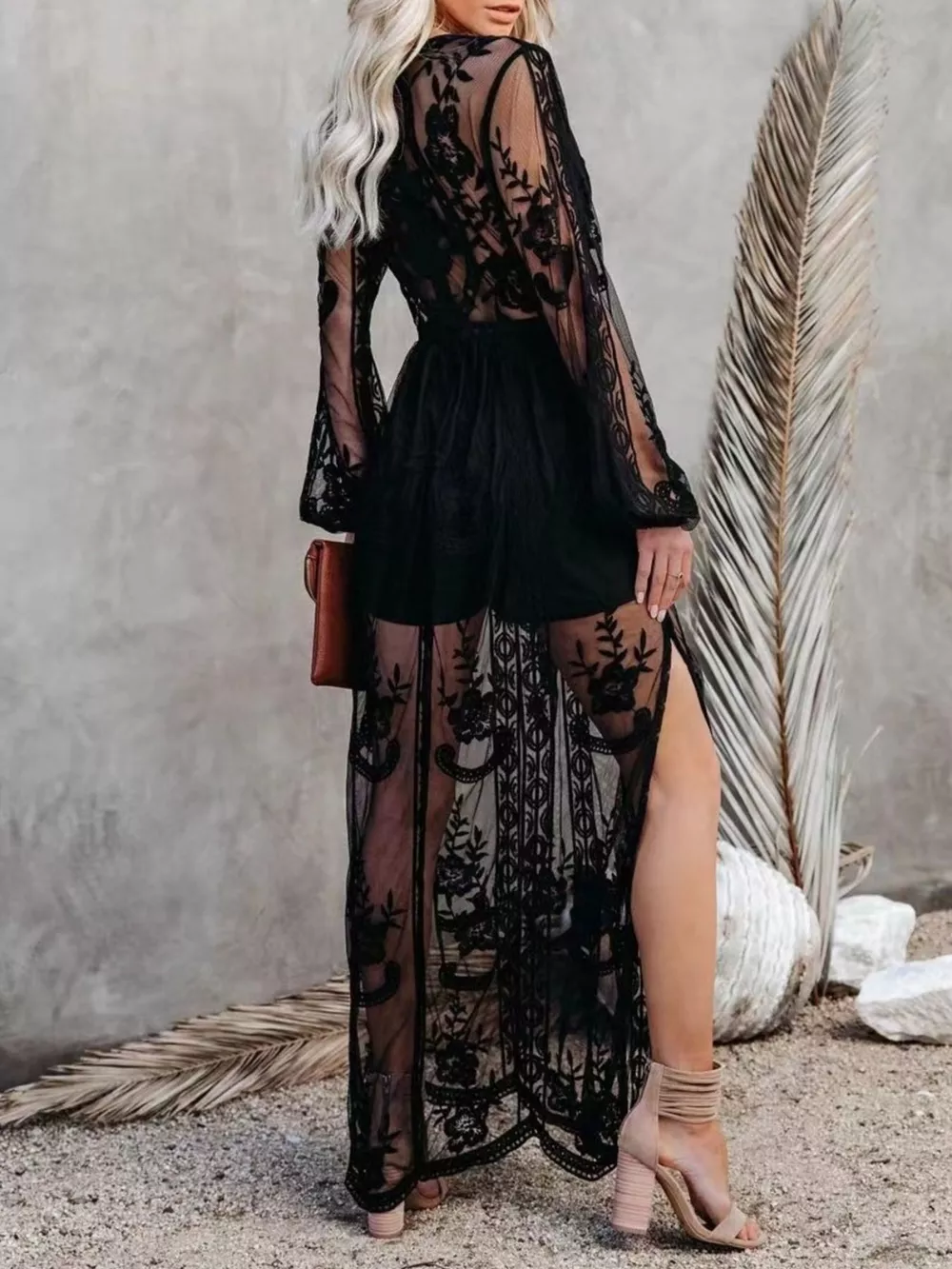 Floral Lace Slit Maxi Dress, image 14