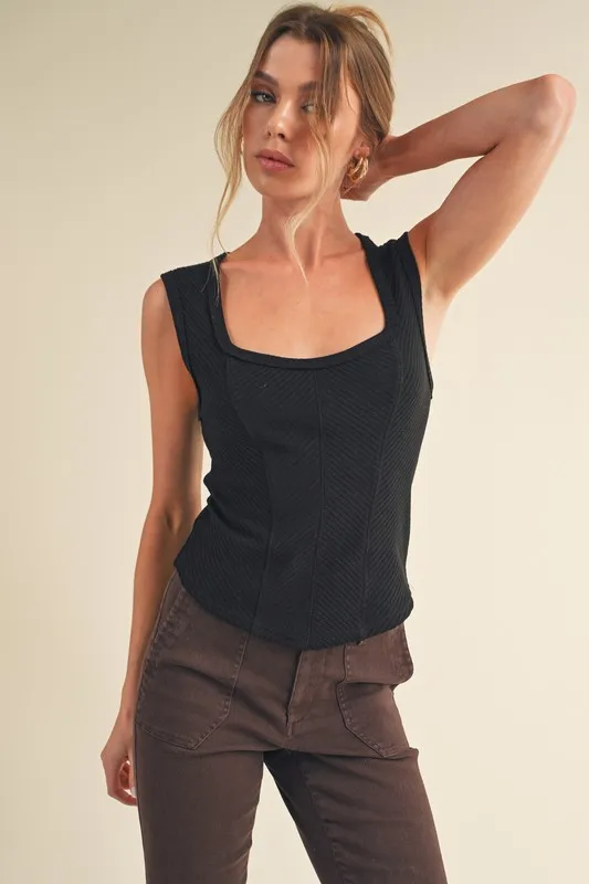 Exposed Seam Ribbed Wide Strap Tank, image 2