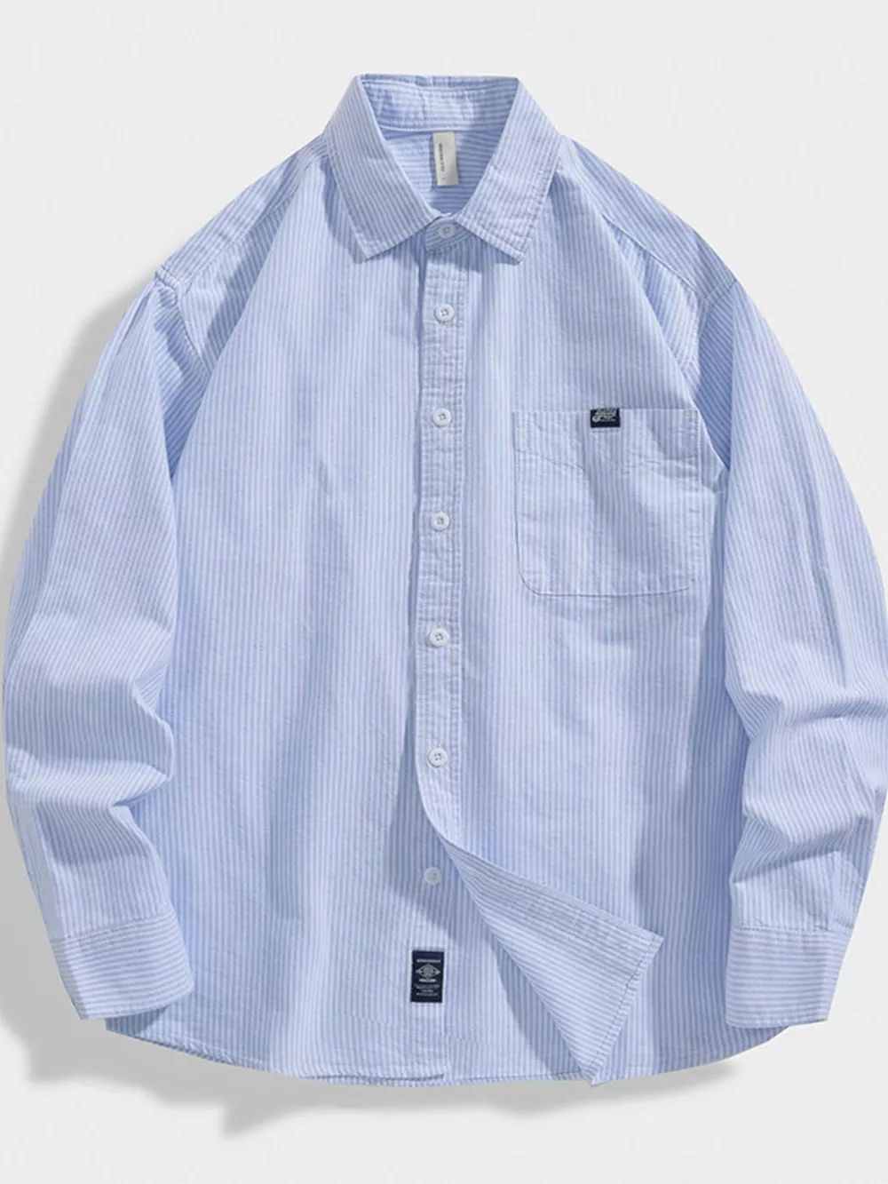 Men's Plus Size Striped Button Up Long Sleeve Shirt, image 4