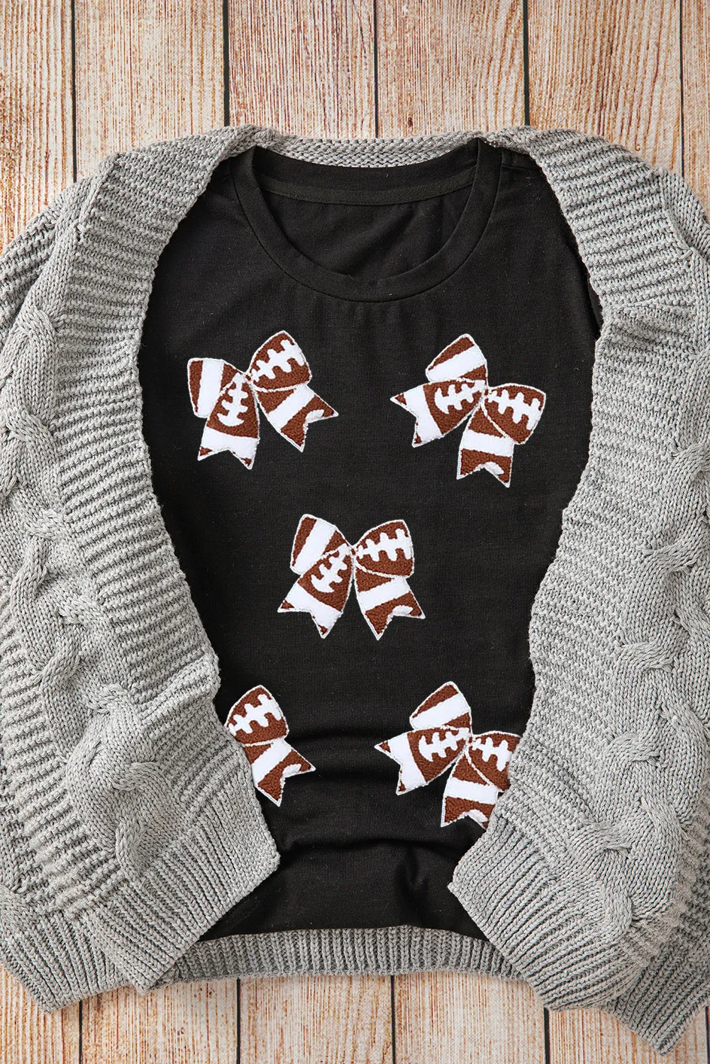 Bow Round Neck Short Sleeve T-Shirt, image 4