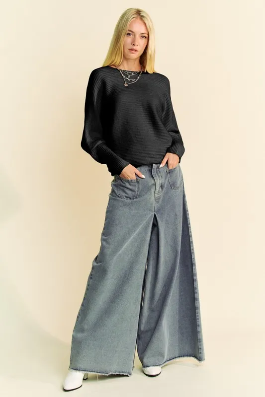Round Neck Batwing Sleeve Sweater, image 5