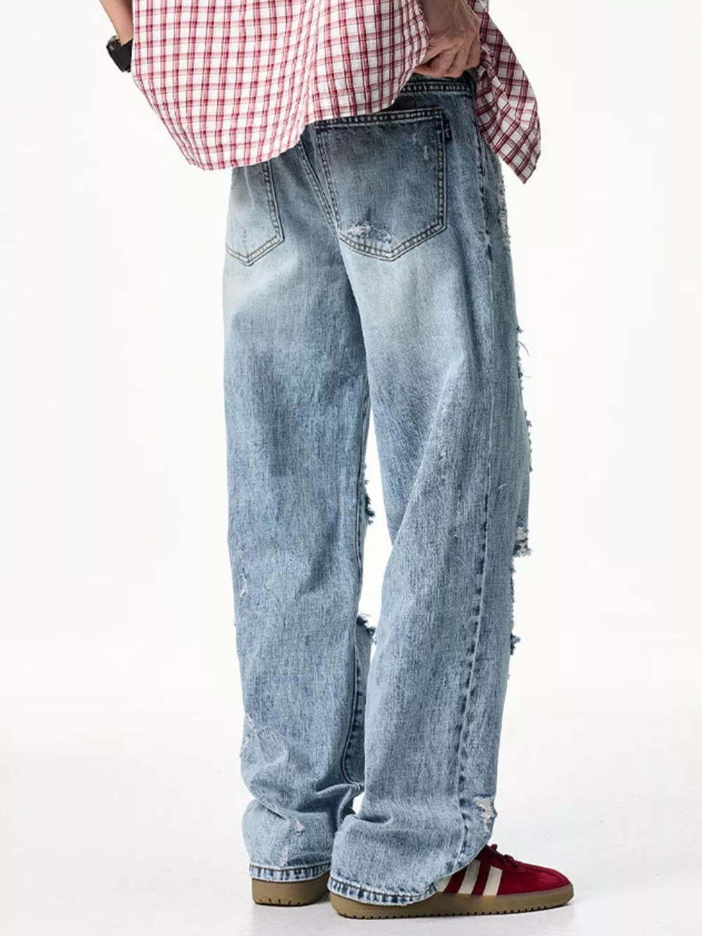 Men's Distressed Wide Leg Jeans, image 8