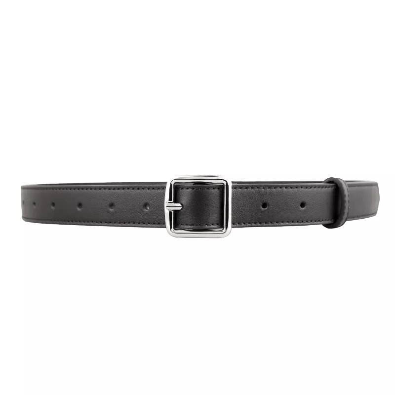 Leather Belt with Silver Buckle, image 3